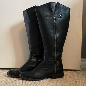Black wide calf boots